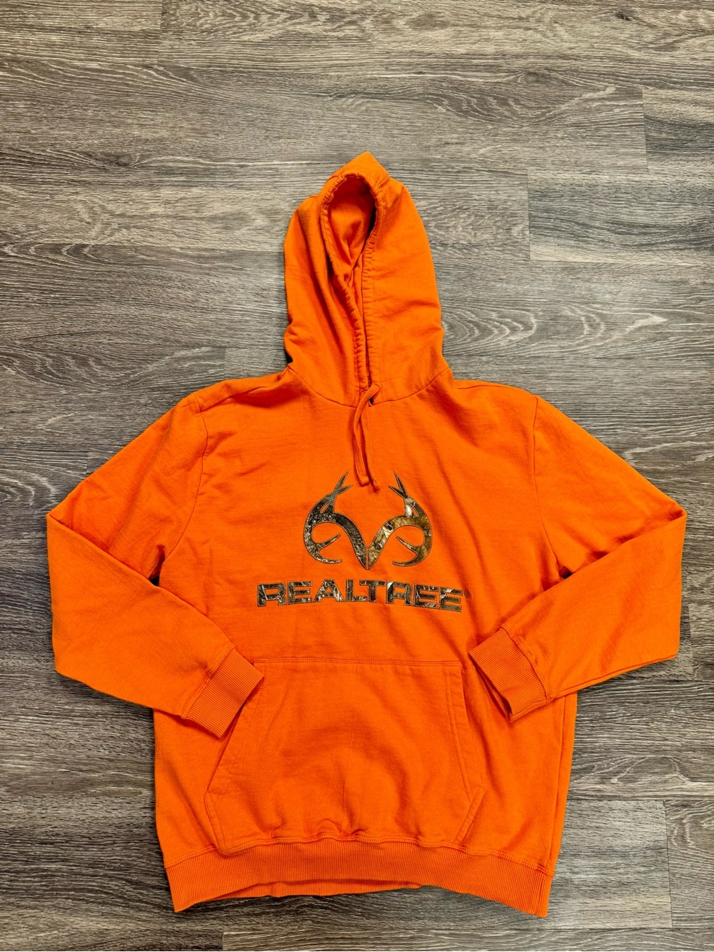 Realtree Men’s XL Blaze Orange Camo Logo Hunting Fleece Hoodie